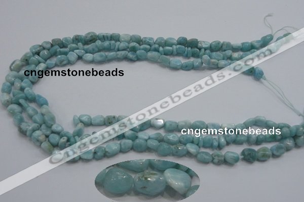 CLR33 15.5 inches 7*8mm nugget natural larimar gemstone beads