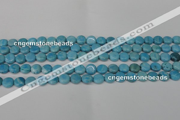 CLR360 15.5 inches 10mm flat round dyed larimar gemstone beads