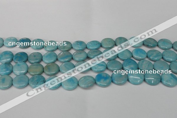 CLR362 15.5 inches 14mm flat round dyed larimar gemstone beads