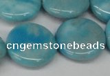 CLR366 15.5 inches 25mm flat round dyed larimar gemstone beads