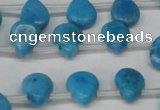 CLR448 Top drilled 8*10mm flat teardrop dyed larimar gemstone beads