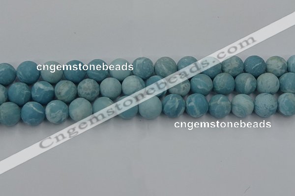 CLR614 15.5 inches 12mm round matte imitation larimar beads