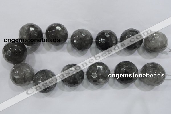 CLS02 15.5 inches 30mm faceted round large cloudy quartz beads