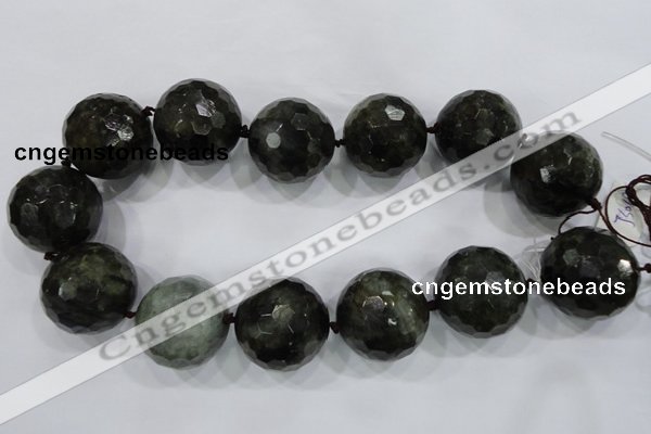 CLS03 15.5 inches 30mm faceted round large black labradorite beads