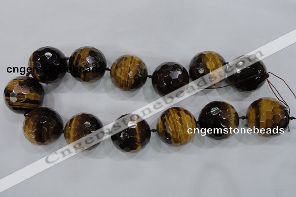 CLS06 15.5 inches 30mm faceted round large yellow tiger eye beads