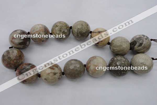 CLS08 15.5 inches 30mm faceted round large chrysanthemum agate beads