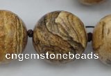 CLS10 15.5 inches 30mm faceted round large picture jasper beads