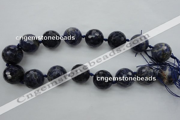 CLS100 15.5 inches 25mm faceted round large sodalite gemstone beads