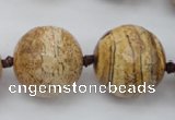 CLS101 15.5 inches 25mm faceted round large picture jasper beads