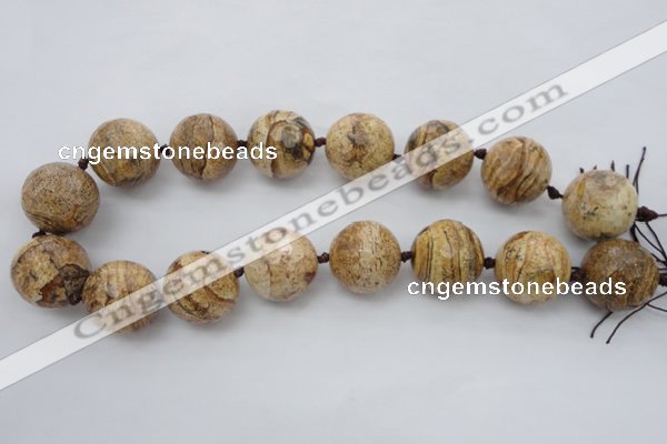 CLS101 15.5 inches 25mm faceted round large picture jasper beads