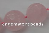 CLS103 15.5 inches 25mm faceted round large rose quartz beads