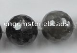 CLS105 15.5 inches 25mm faceted round large cloudy quartz beads