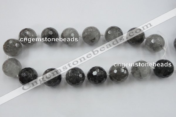 CLS105 15.5 inches 25mm faceted round large cloudy quartz beads