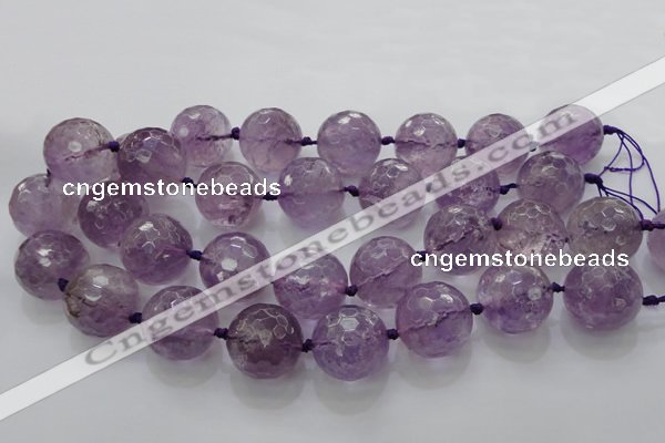 CLS110 15.5 inches 25mm faceted round large amethyst gemstone beads