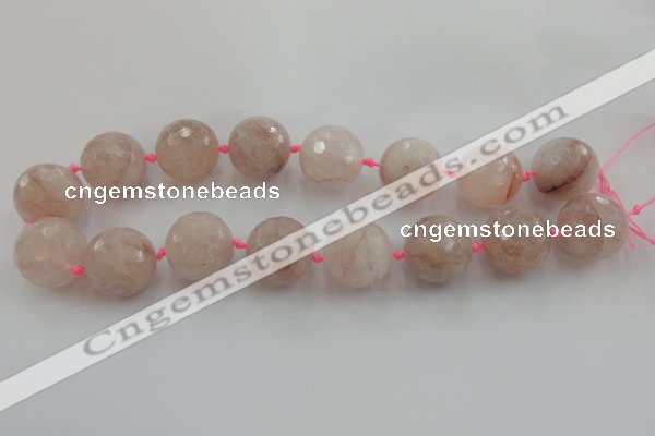 CLS111 15.5 inches 25mm faceted round large pink quartz beads