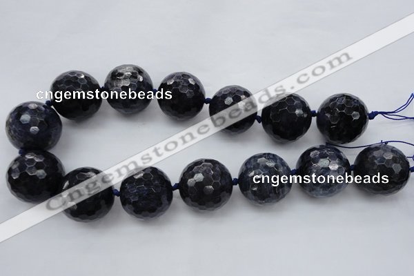 CLS12 15.5 inches 30mm faceted round large blue dumortierite beads