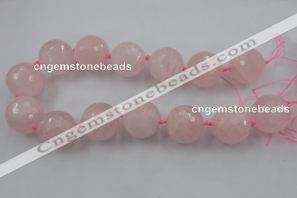 CLS15 15.5 inches 30mm faceted round large rose quartz beads