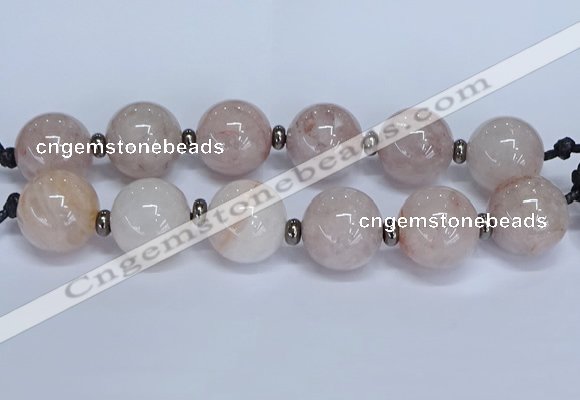 CLS250 7.5 inches 30mm round large pink quartz beads wholesale