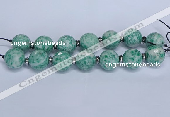 CLS302 7.5 inches 25mm faceted round large Qinghai jade beads