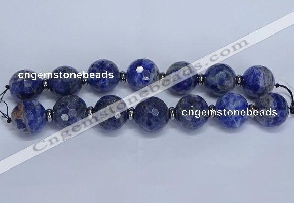 CLS304 7.5 inches 25mm faceted round large sodalite gemstone beads