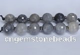 CLS351 7.5 inches 30mm faceted round large cloudy quartz beads