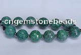 CLS352 7.5 inches 30mm faceted round large green picture jasper beads