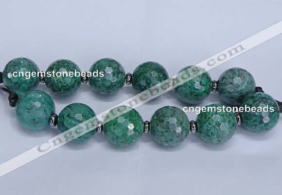 CLS352 7.5 inches 30mm faceted round large green picture jasper beads