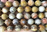 CLS430 15 inches 16mm faceted round yellow crazy lace agate beads