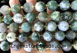 CLS431 15 inches 16mm faceted round moss agate gemstone beads