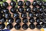 CLS432 15 inches 16mm faceted round black agate gemstone beads