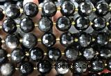 CLS435 15 inches 16mm faceted round silver obsidian gemstone beads