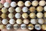 CLS443 15 inches 16mm faceted round fossil coral beads