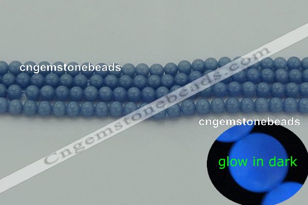 CLU100 15.5 inches 4mm round blue luminous stone beads