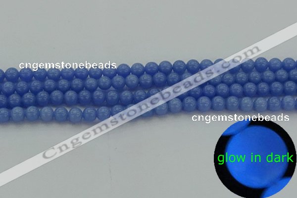 CLU110 15.5 inches 4mm round blue luminous stone beads