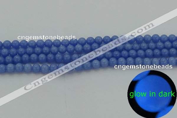 CLU111 15.5 inches 6mm round blue luminous stone beads