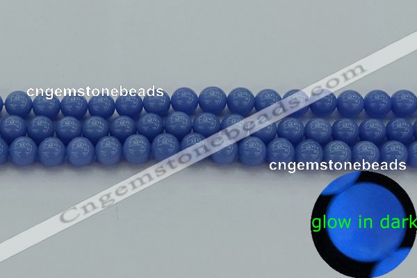 CLU112 15.5 inches 8mm round blue luminous stone beads