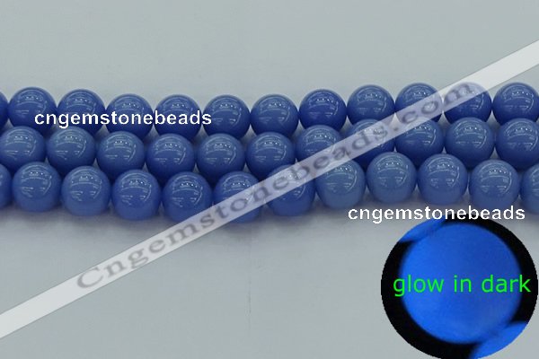 CLU115 15.5 inches 14mm round blue luminous stone beads