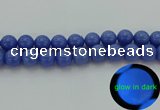 CLU116 15.5 inches 16mm round blue luminous stone beads