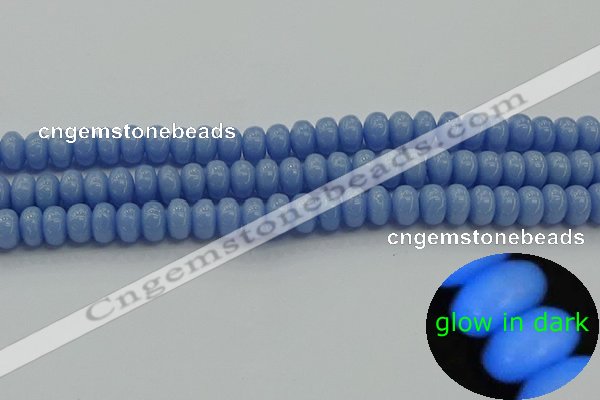 CLU121 15.5 inches 5*8mm rondelle blue luminous stone beads