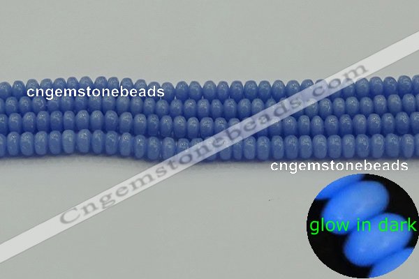 CLU125 15.5 inches 4*6mm rondelle blue luminous stone beads