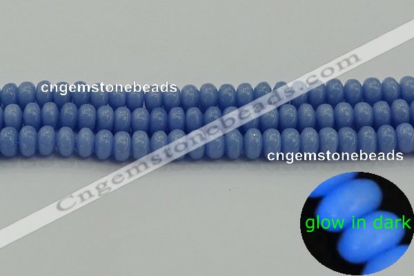 CLU126 15.5 inches 5*8mm rondelle blue luminous stone beads