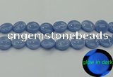 CLU135 15.5 inches 18mm flat round blue luminous stone beads