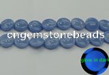 CLU136 15.5 inches 20mm flat round blue luminous stone beads