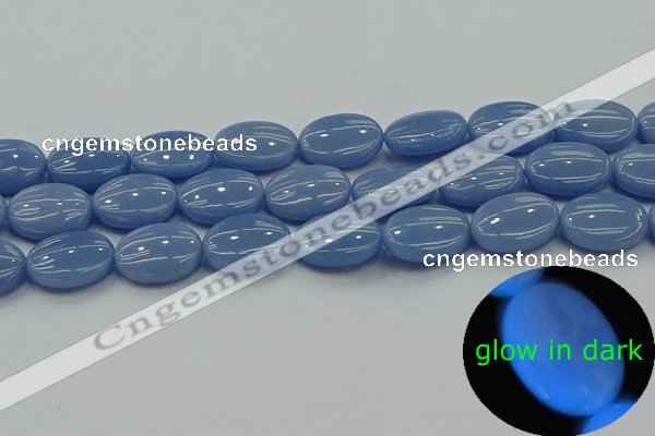 CLU143 15.5 inches 13*18mm oval blue luminous stone beads