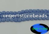 CLU151 15.5 inches 10*10mm square blue luminous stone beads