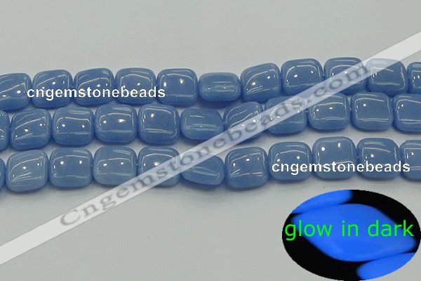 CLU153 15.5 inches 14*14mm square blue luminous stone beads