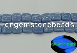 CLU156 15.5 inches 20*20mm square blue luminous stone beads