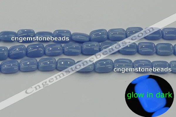 CLU161 15.5 inches 10*14mm rectangle blue luminous stone beads