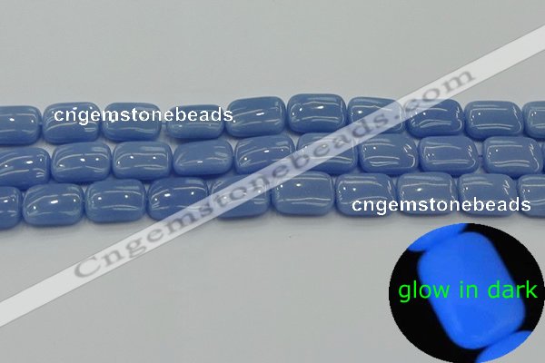 CLU162 15.5 inches 12*16mm rectangle blue luminous stone beads