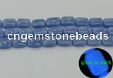 CLU163 15.5 inches 13*18mm rectangle blue luminous stone beads